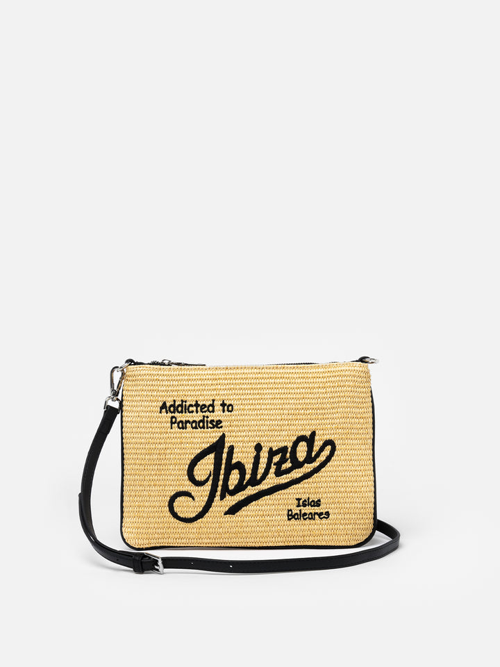 Parisienne Straw pochette with Ibiza embroidery