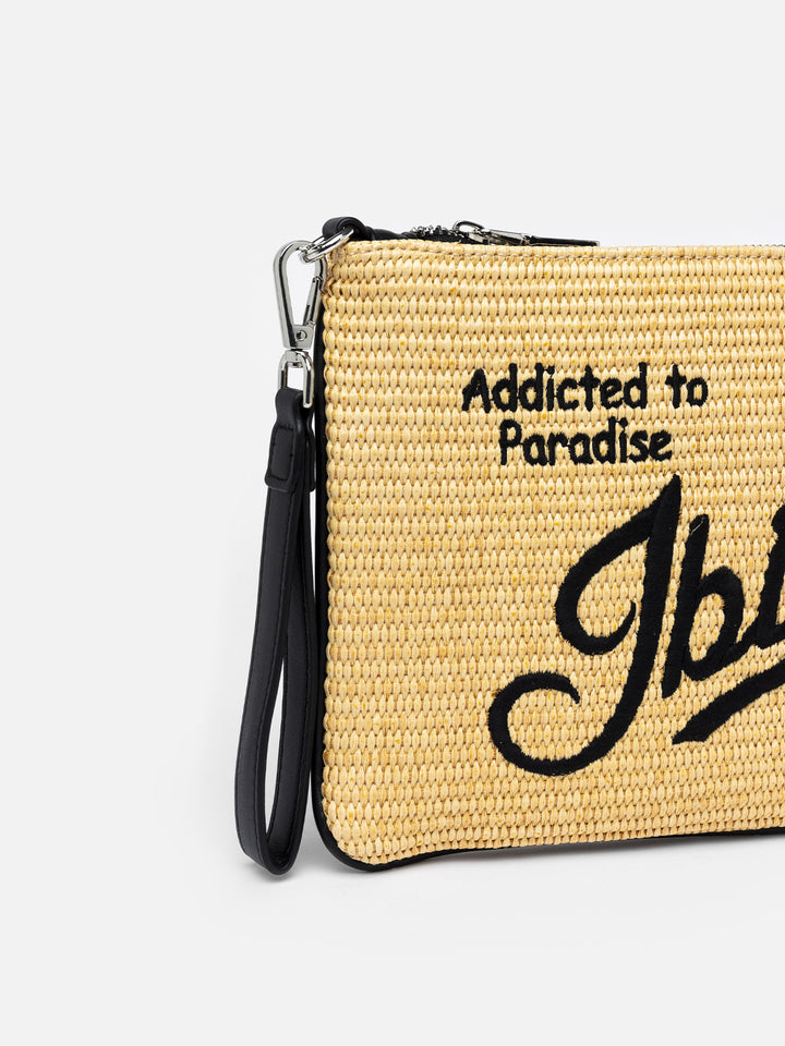 Parisienne Straw pochette with Ibiza embroidery