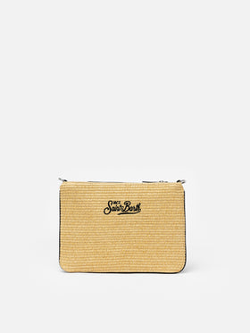 Parisienne Straw pochette with Miami embroidery