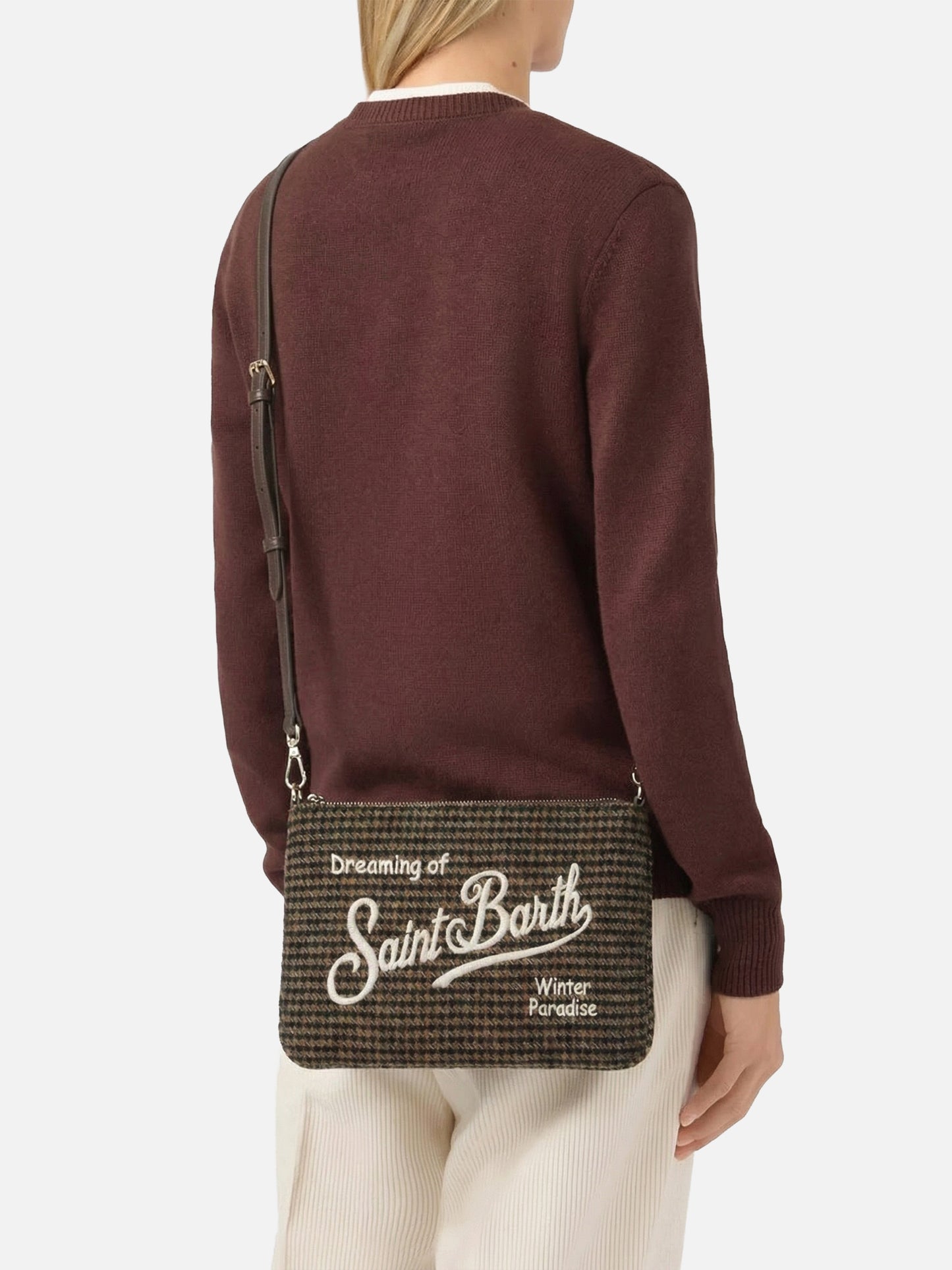 Parisienne Wool Crossbody Bag in houndstooth wool blend