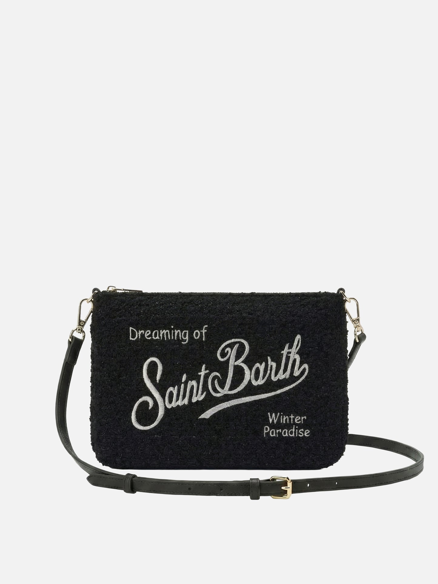 Parisienne Tweed Crossbody Bag in black tweed