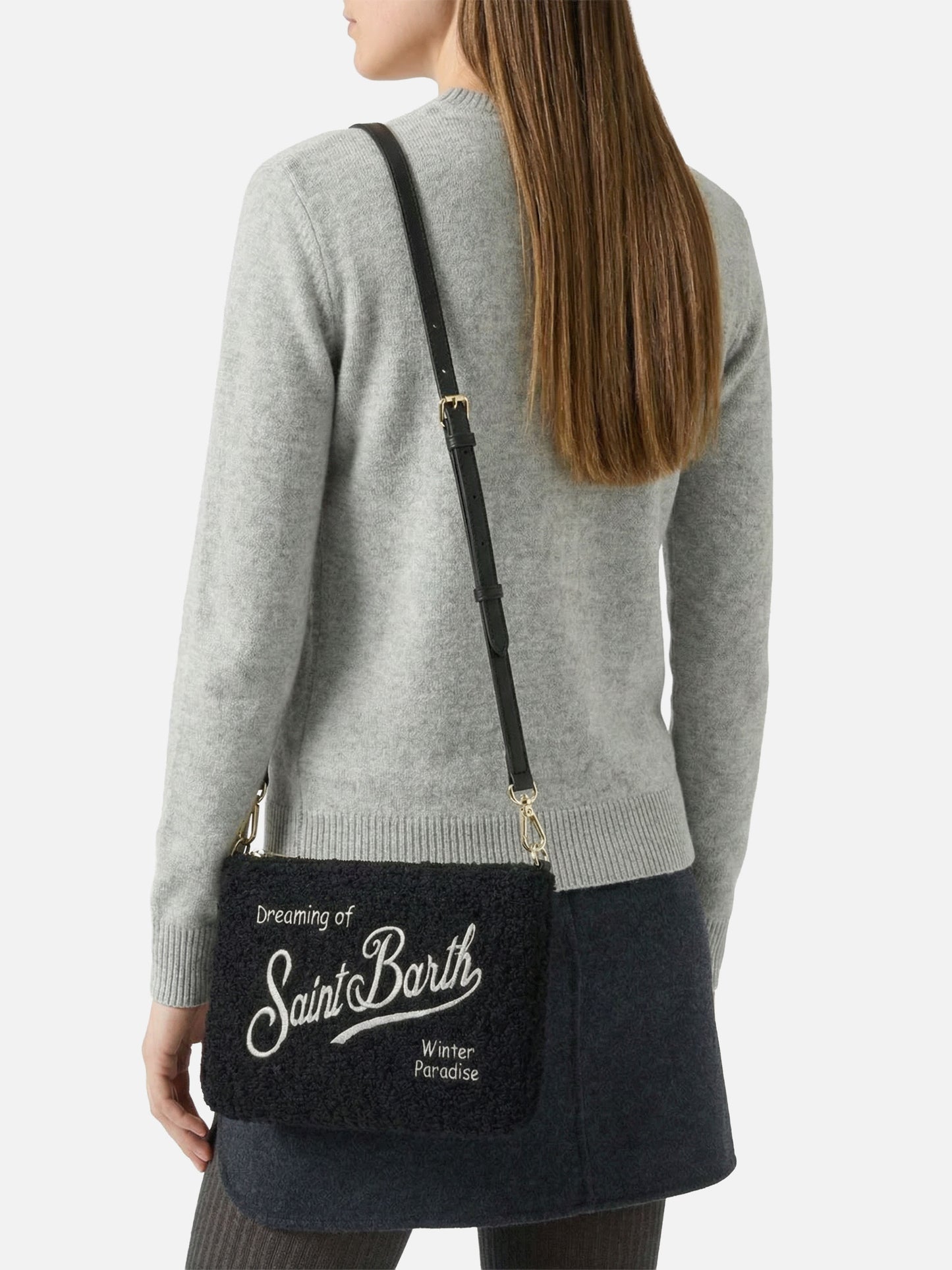 Parisienne Tweed Crossbody Bag in black tweed