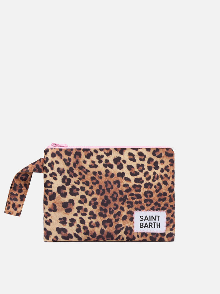 Pochette Pareasy in nylon con stampa animalier