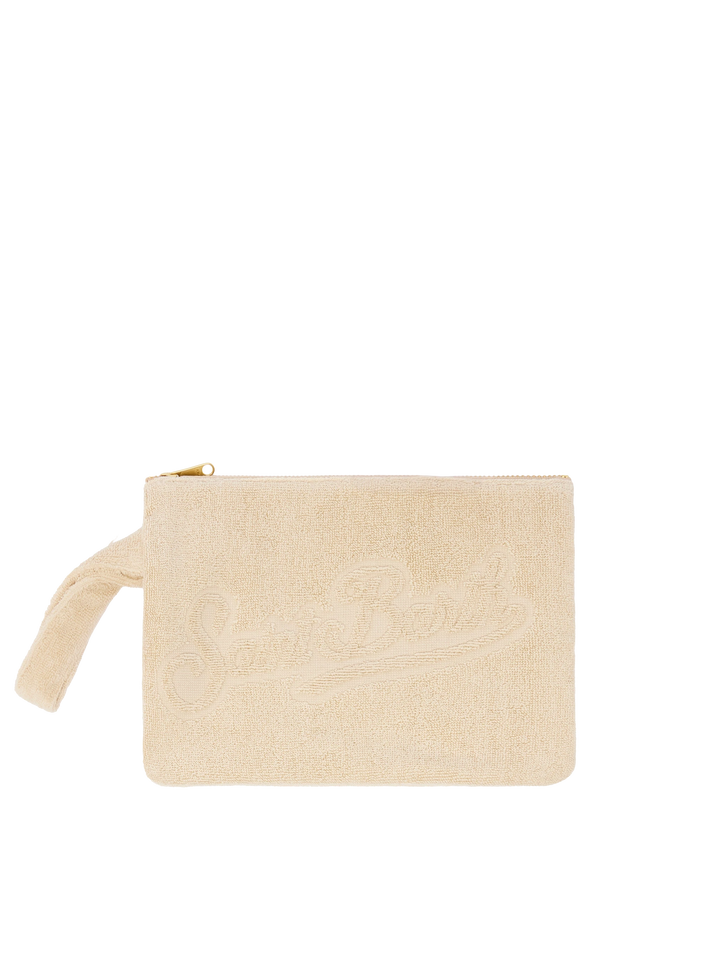 Beige Pareasy pochette with jacquard Saint Barth logo - MC2 Saint Barth