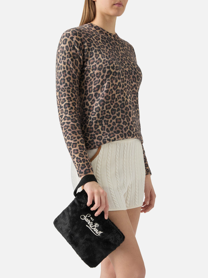 Pochette Pareasy in faux fur nero