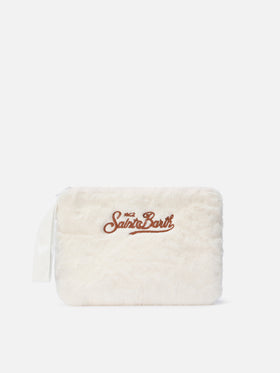 Pareasy Pouch in white faux fur