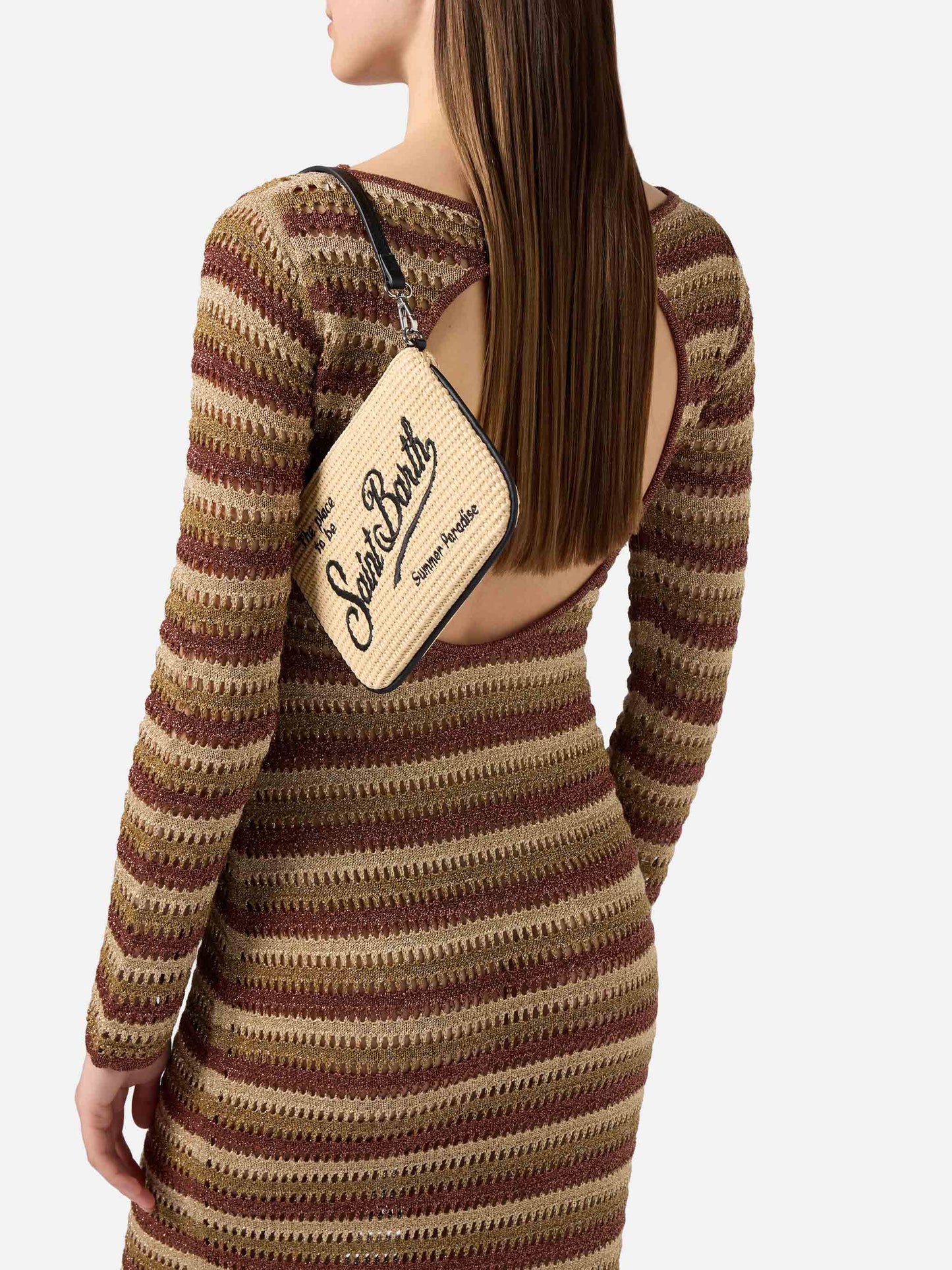 Mini Parisienne pouch with black details removable shoulder strap