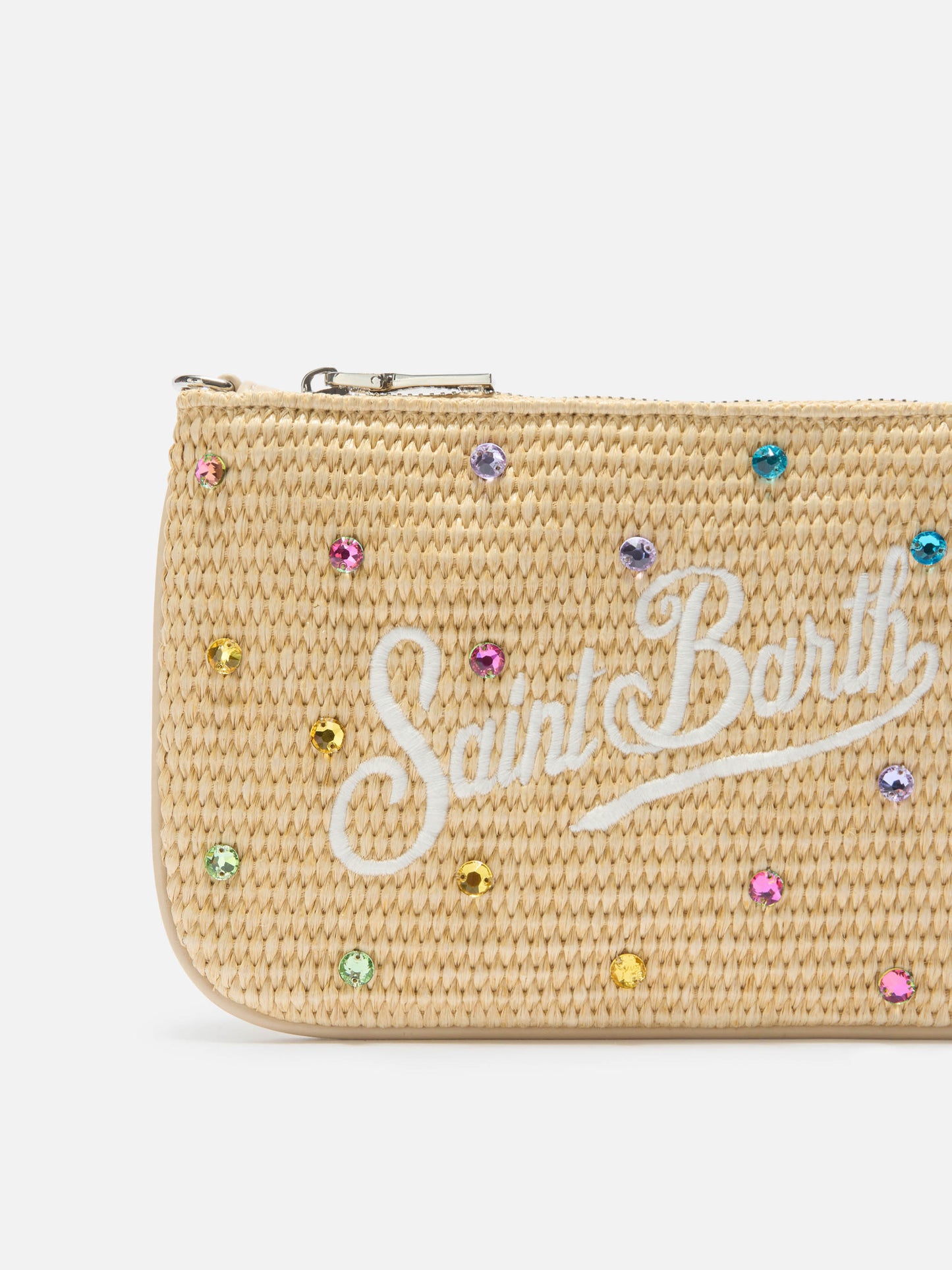 Mini Parisienne pouch with removable shoulder strap and multicolor rhinestones