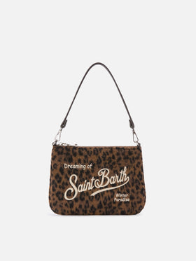 Mini Parisienne Schultertasche aus Filz mit Leopardenmuster 