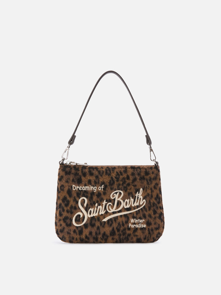 Mini Parisienne Schultertasche aus Filz mit Leopardenmuster 
