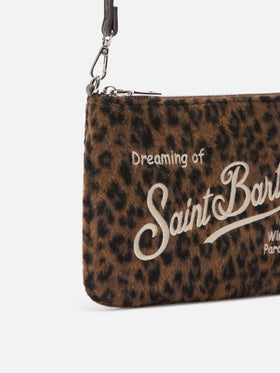 Mini Parisienne Schultertasche aus Filz mit Leopardenmuster 