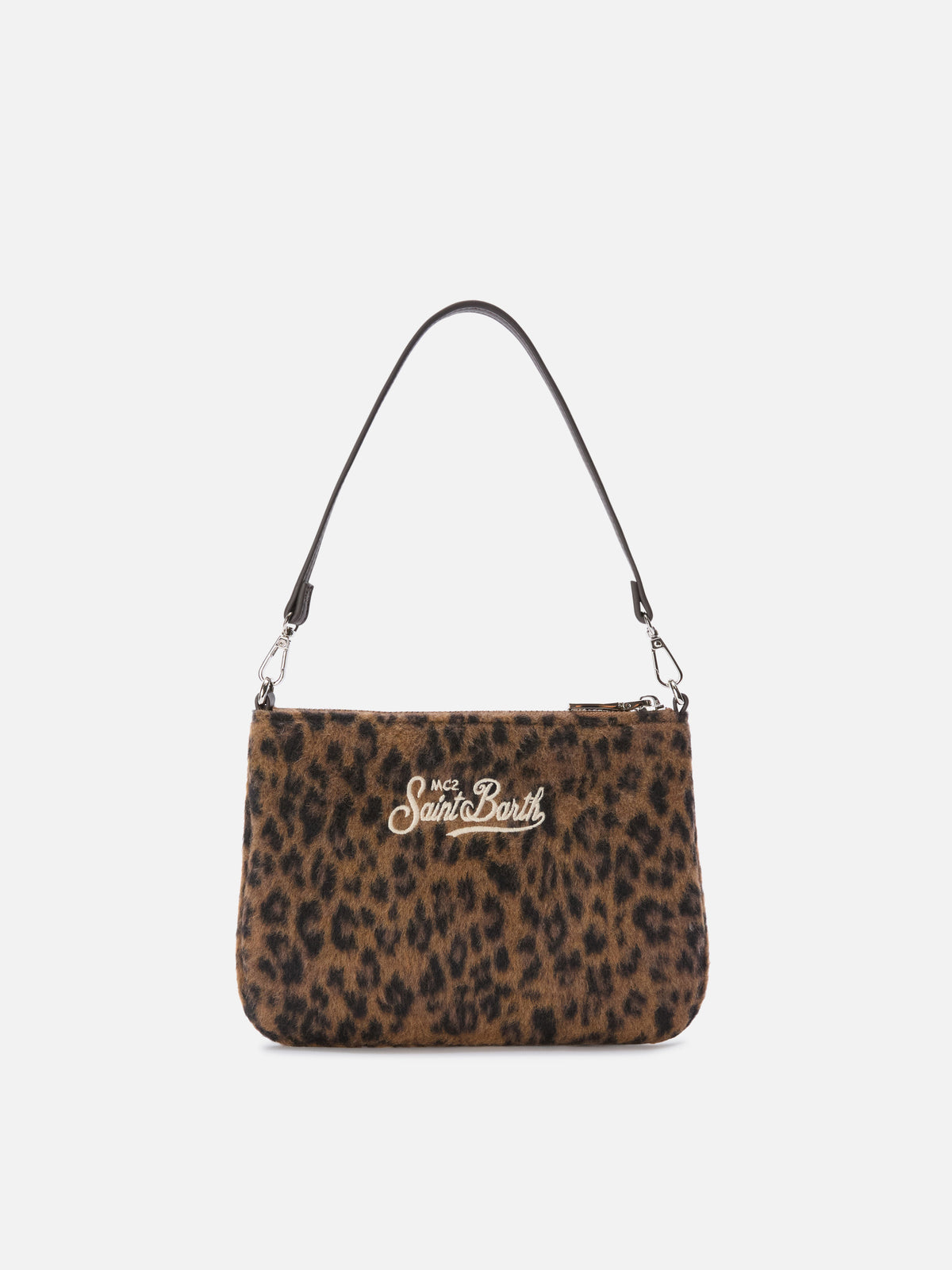Mini Parisienne Schultertasche aus Filz mit Leopardenmuster 