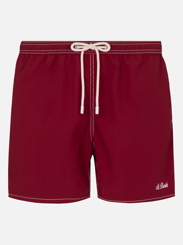 Burgundy mid-length classic light swim shorts Patmos - MC2 Saint Barth