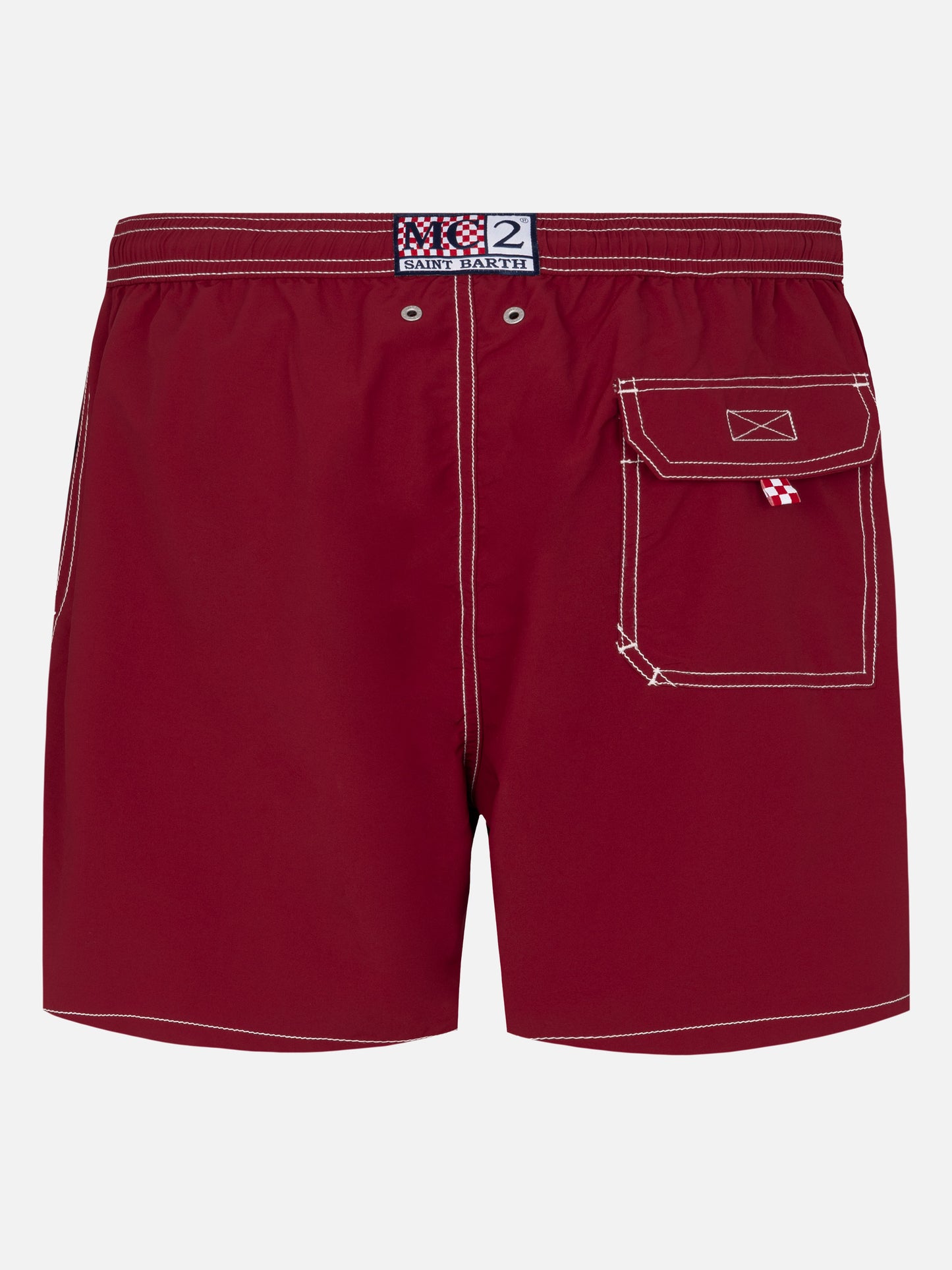 Burgundy mid-length classic light swim shorts Patmos - MC2 Saint Barth