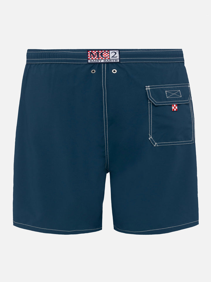 Hellblaue, mittellange, klassische Badehose von Patmos
