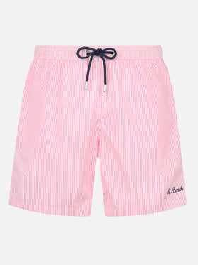 Seersucker pink striped classic light swim shorts Patmos
