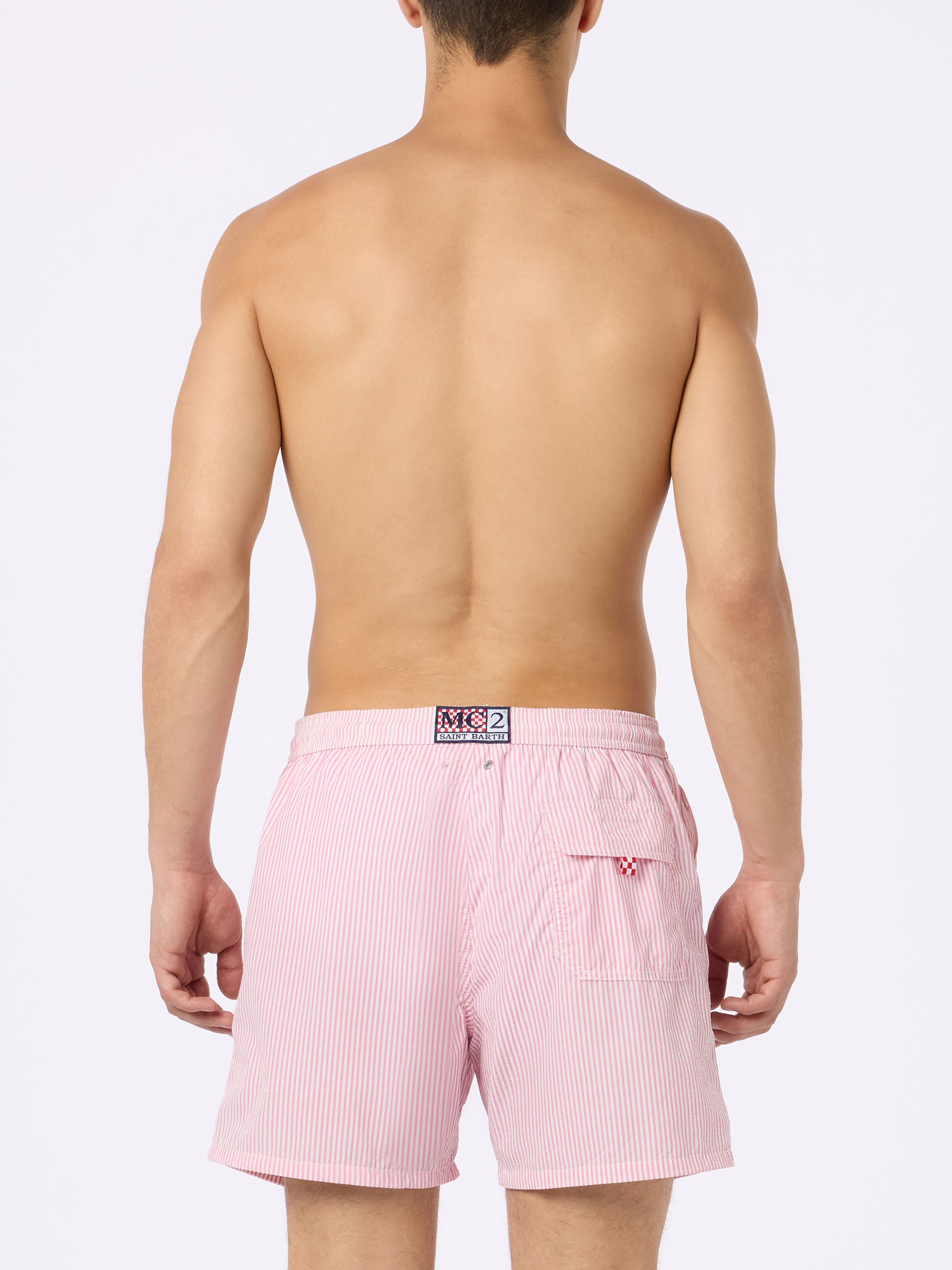 Seersucker pink striped classic light swim shorts Patmos