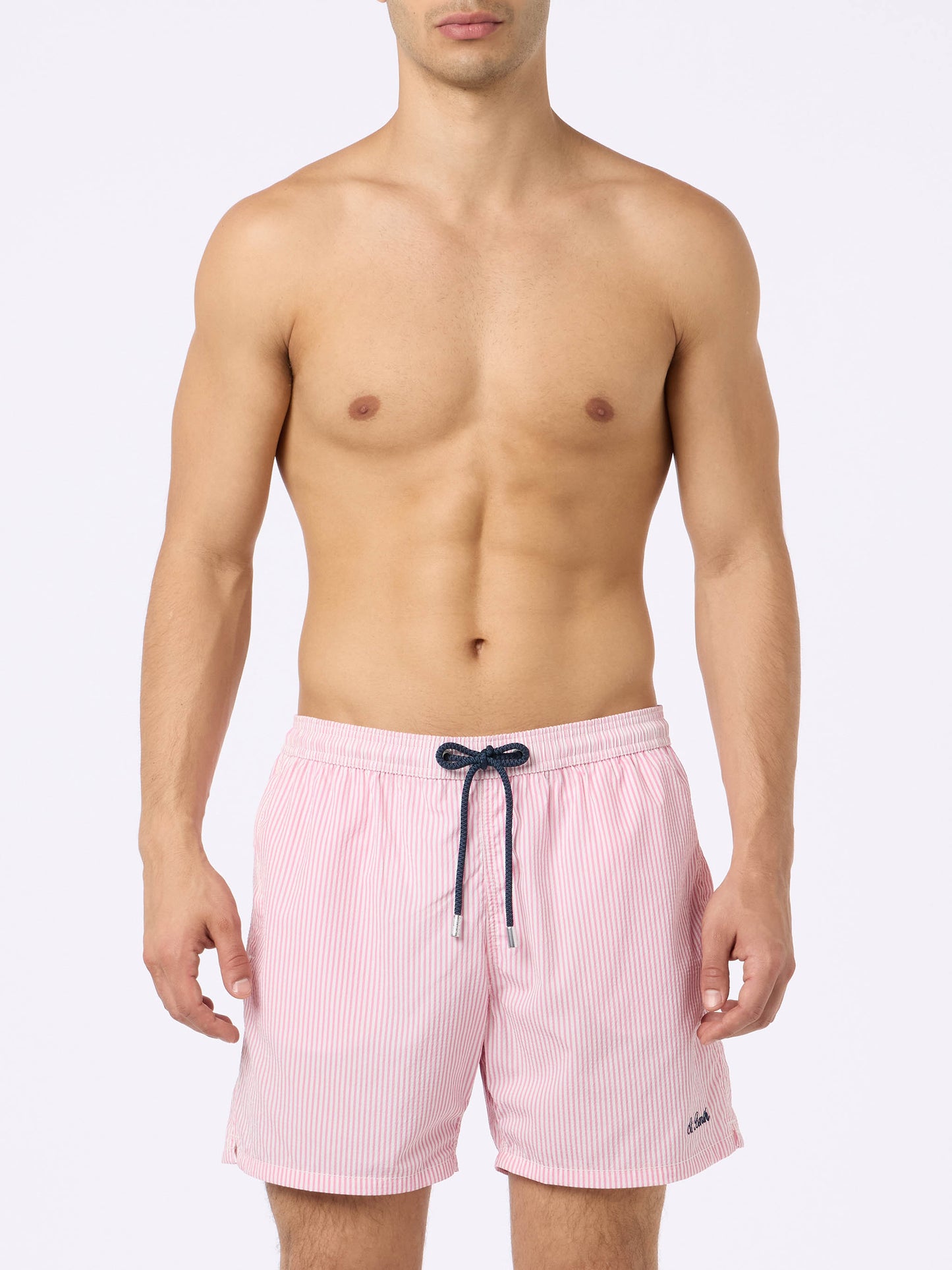 Seersucker pink striped classic light swim shorts Patmos