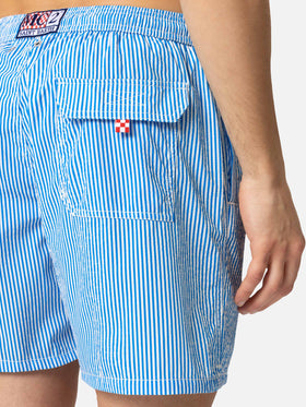 Gestreifte Badeshorts aus Seersucker-Blau Patmos