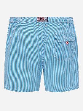 Gestreifte Badeshorts aus Seersucker-Blau Patmos