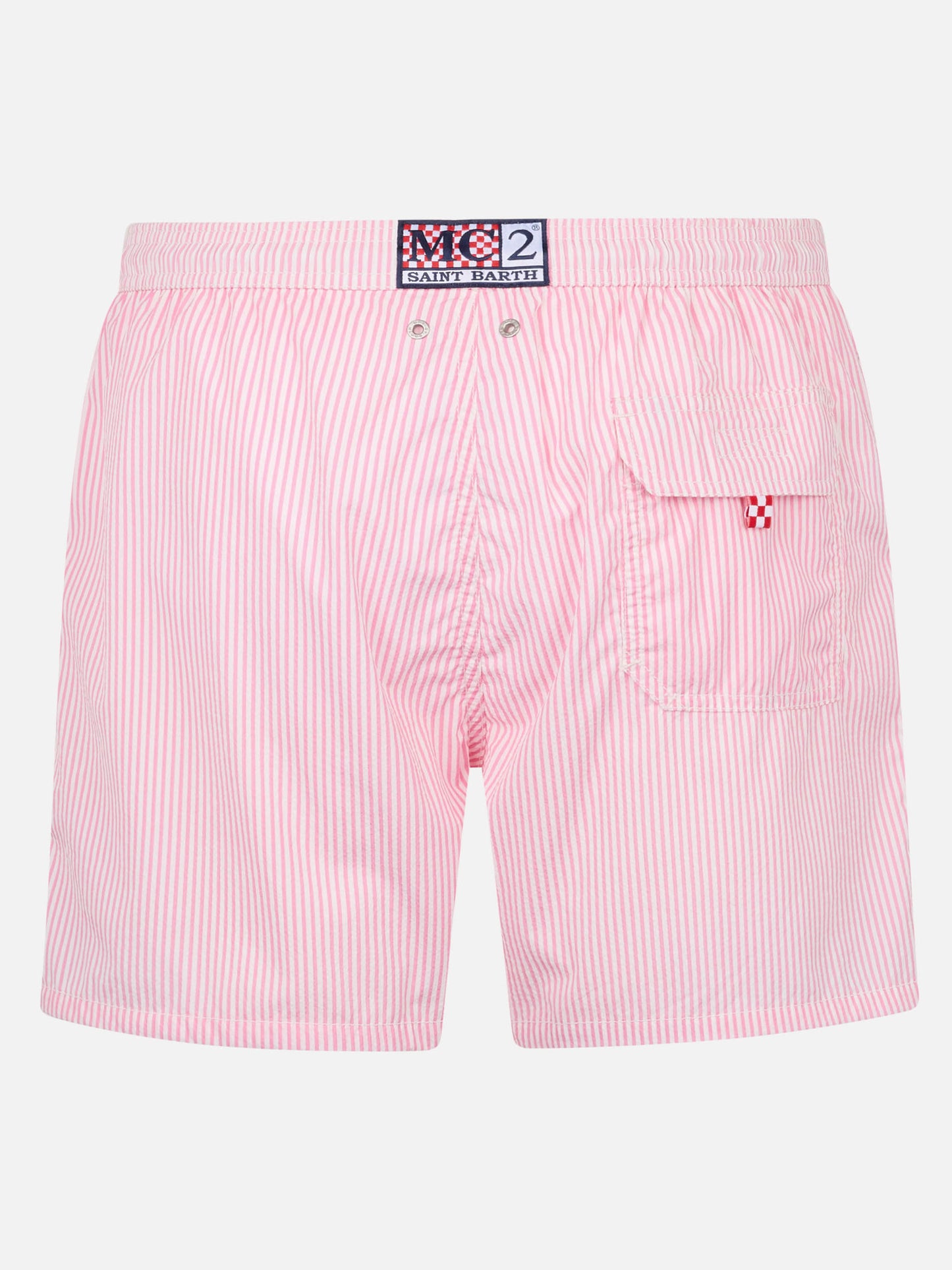Seersucker Badeshorts Patmos mit rosa Streifen