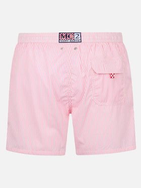 Seersucker Badeshorts Patmos mit rosa Streifen