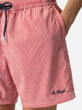 Seersucker Badeshorts Patmos mit roten Streifen