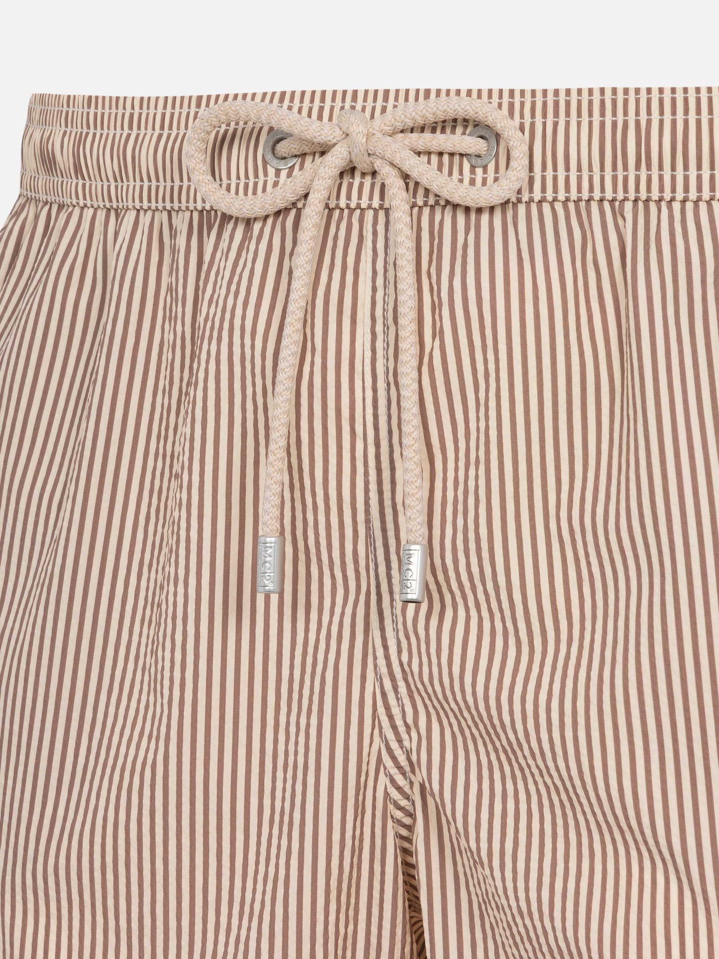 Seersucker beige striped classic light swim shorts Patmos