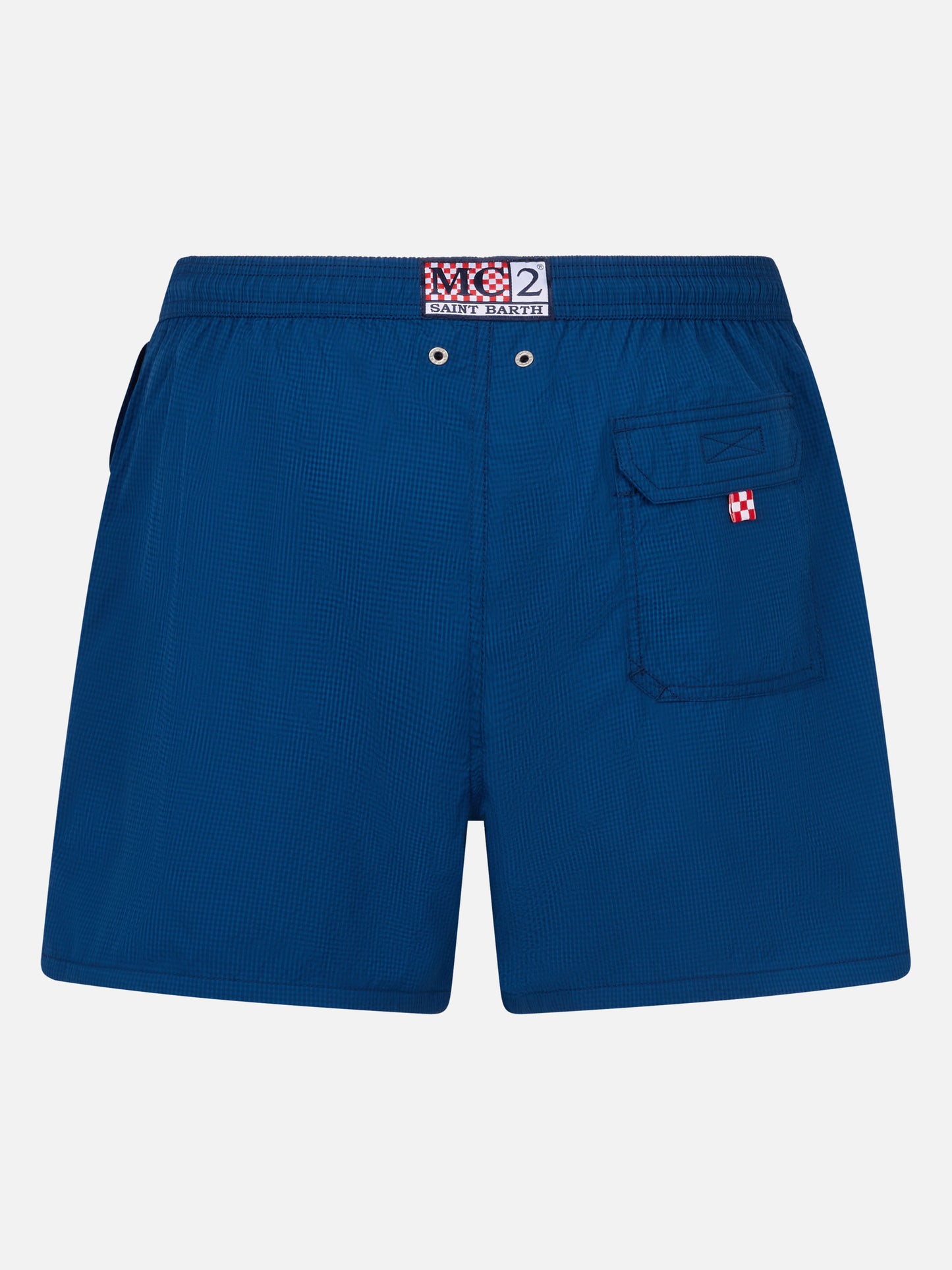 Patmos navy blue seersucker classic light swim shorts