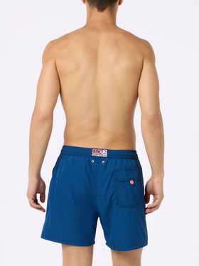 Patmos navy blue seersucker classic light swim shorts