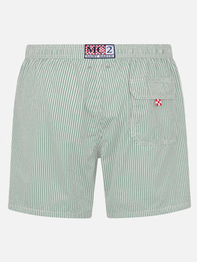 Seersucker sage green striped classic light swim shorts Patmos