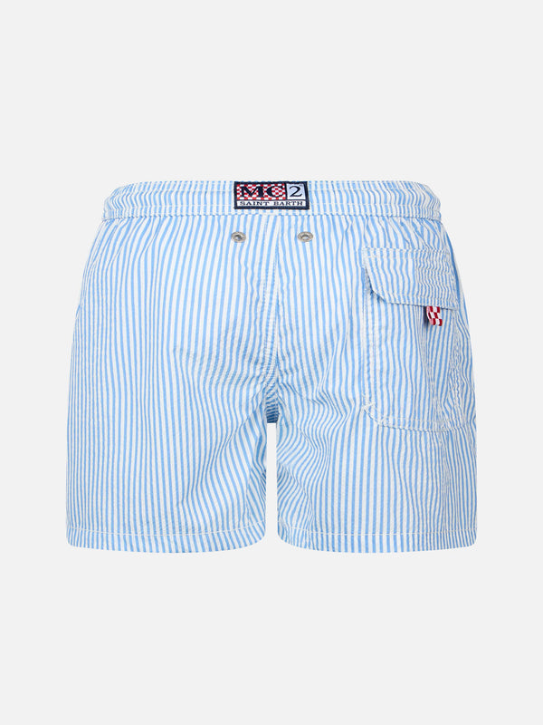 Boy seersucker striped mid-length swim shorts Patmos Jr