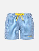 Boy seersucker striped mid-length swim shorts Patmos Jr