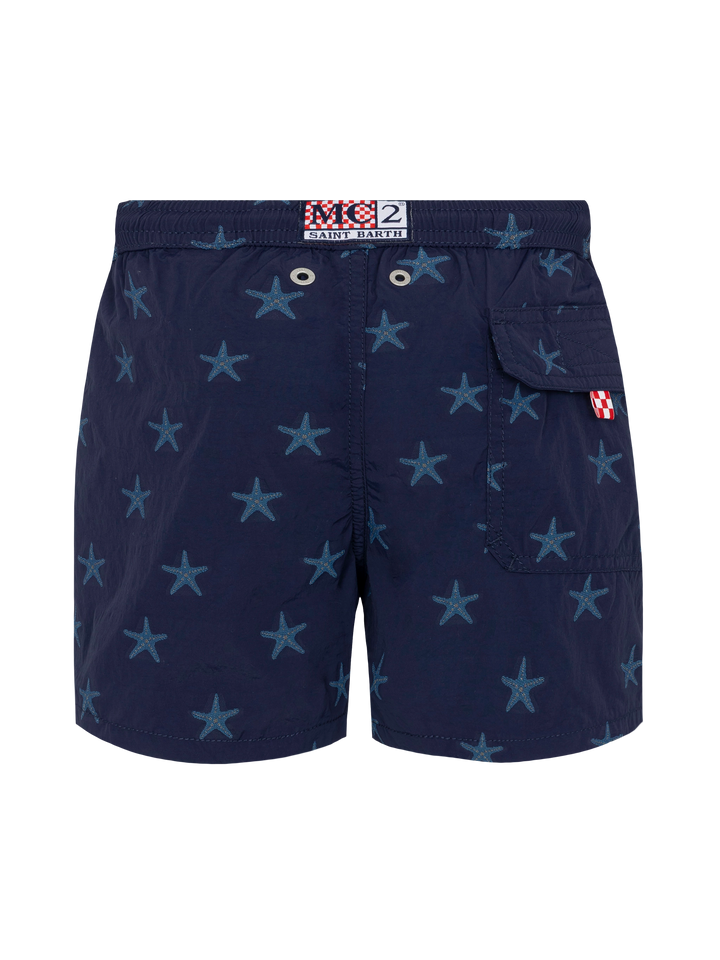 Patmos Jr mid-length swim shorts with seastar jacquard - MC2 Saint Barth