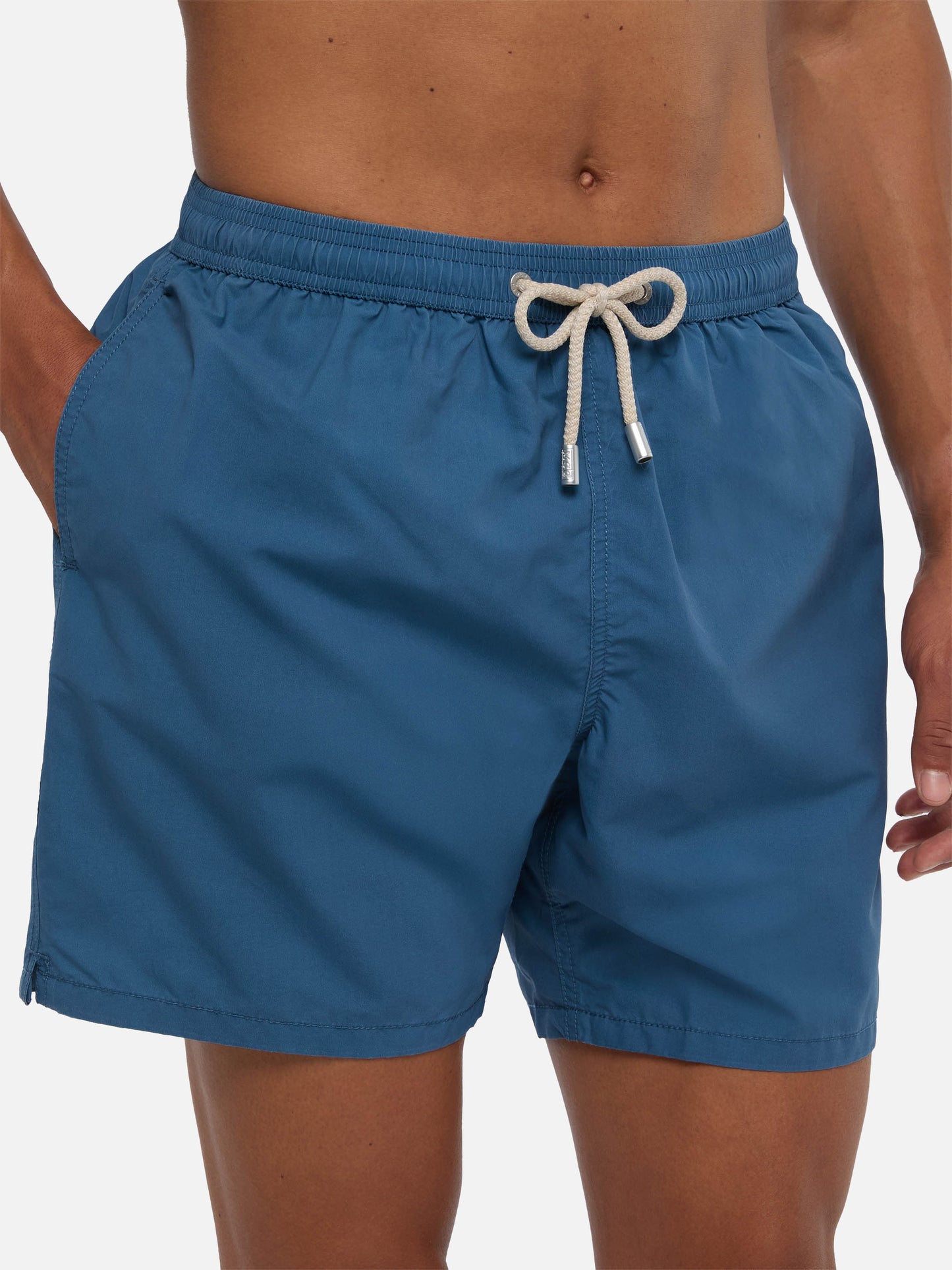 Vintage staubblaue mittellange Badeshorts Patmos Used