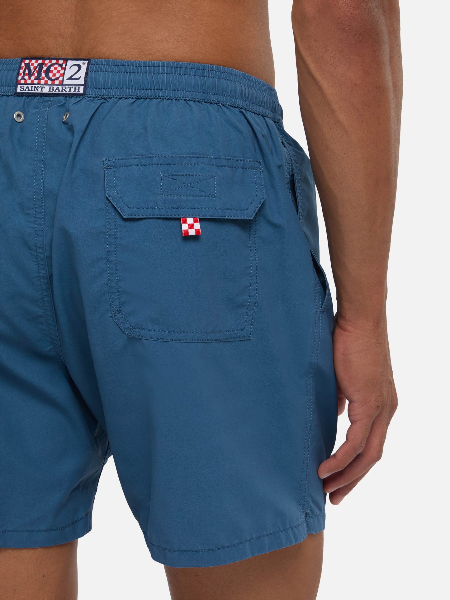 Patmos swim shorts in dusty with used effect and logo embroidery