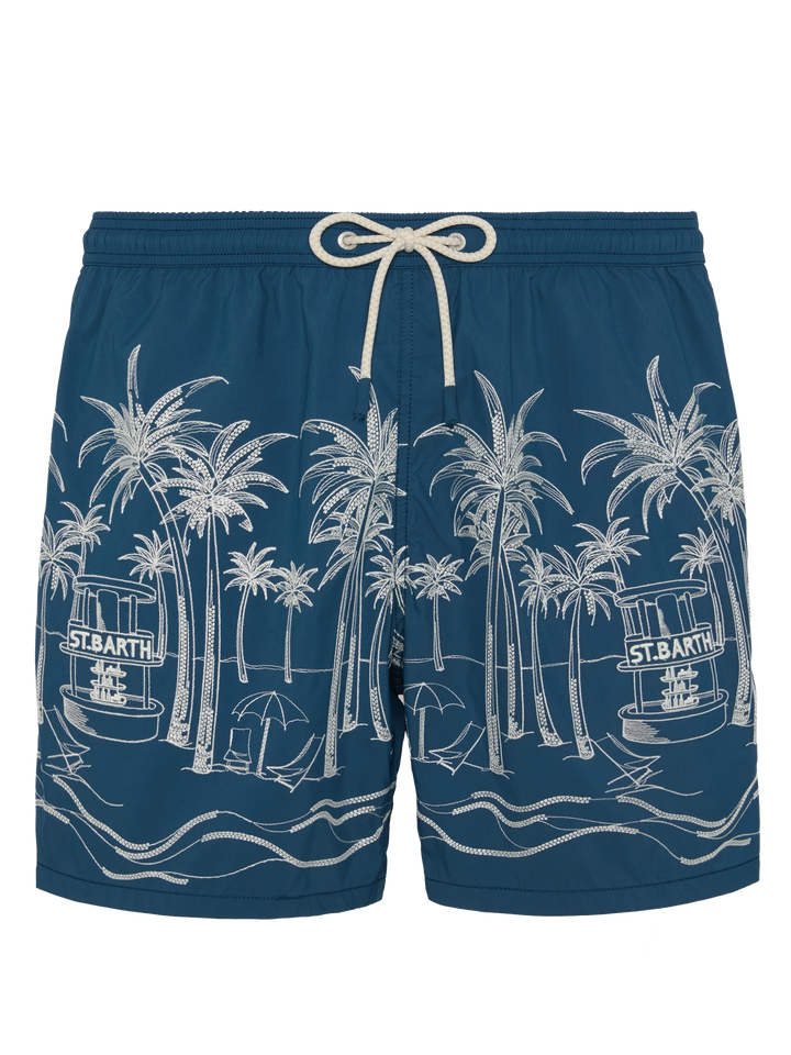 Mid-length swim shorts Patmos The Riviera with embroidery - MC2 Saint Barth