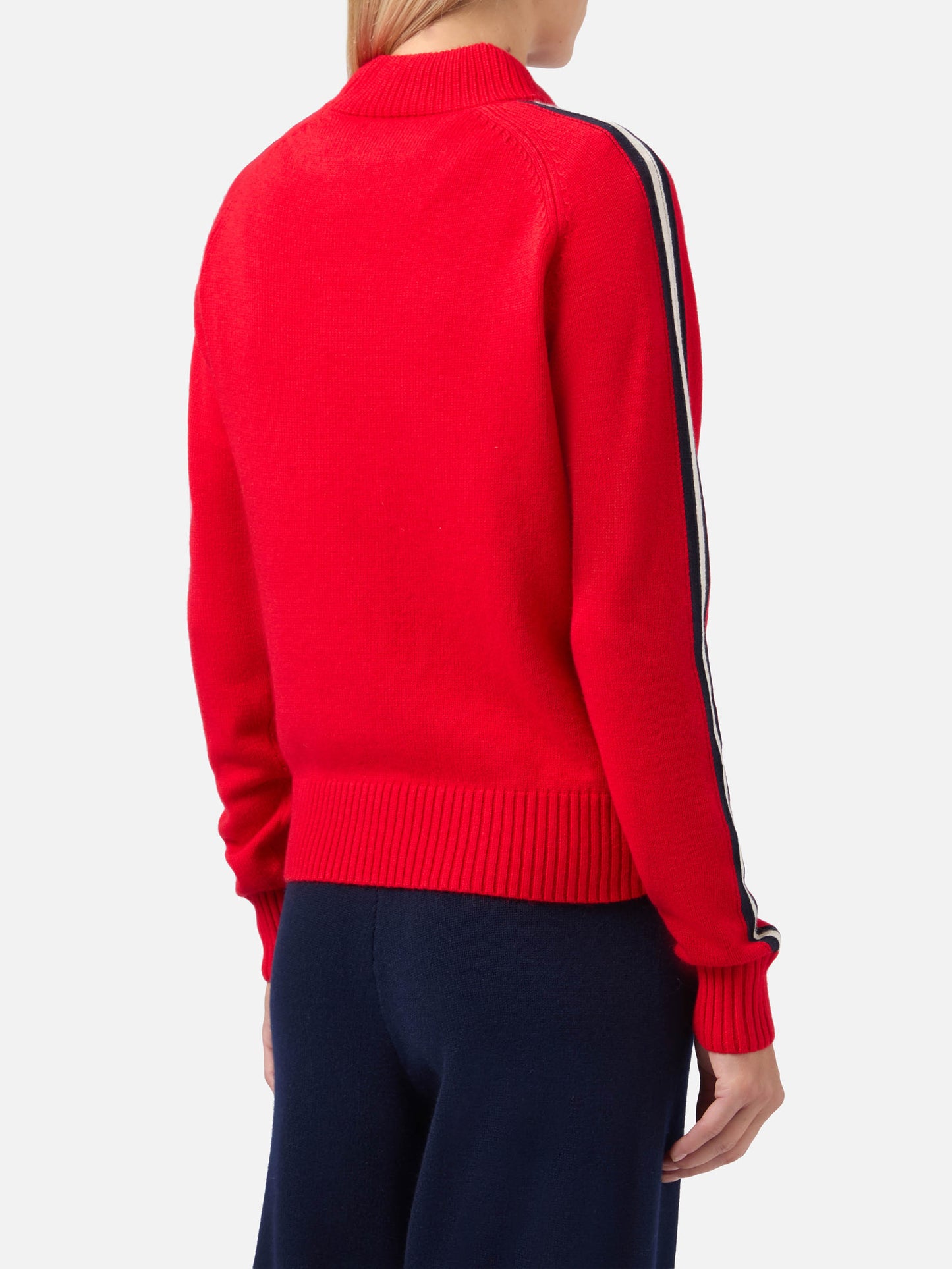 Lupetto Peak in misto cashmere rosso con applicazione in strass Ski Lover