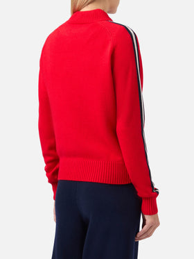 Lupetto Peak in misto cashmere rosso con applicazione in strass Ski Lover