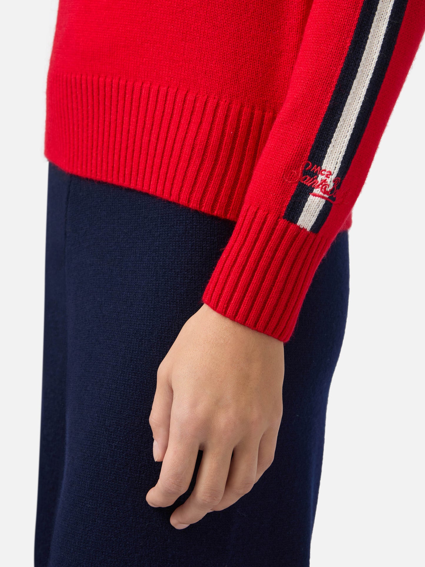 Lupetto Peak in misto cashmere rosso con applicazione in strass Ski Lover