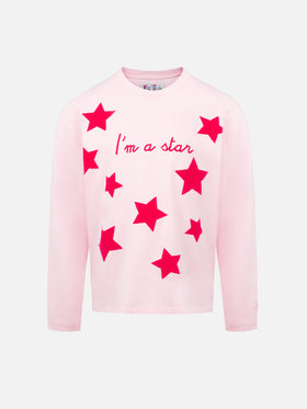 T-shirt rosa a maniche lunghe da bambina Penny con ricamo I'm a star