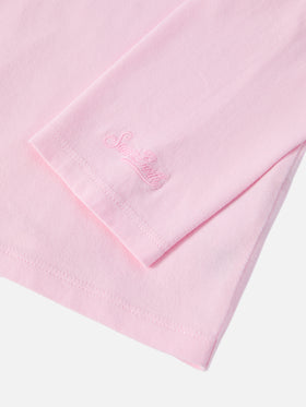 Penny Langarm-T-Shirt aus Baumwolle in Rosa mit Snoopy-Print und Strassapplikationen | PEANUTS SONDEREDITION