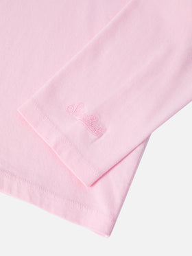 Penny long-sleeve cotton T-shirt in pink with Bella e Monella embroidery