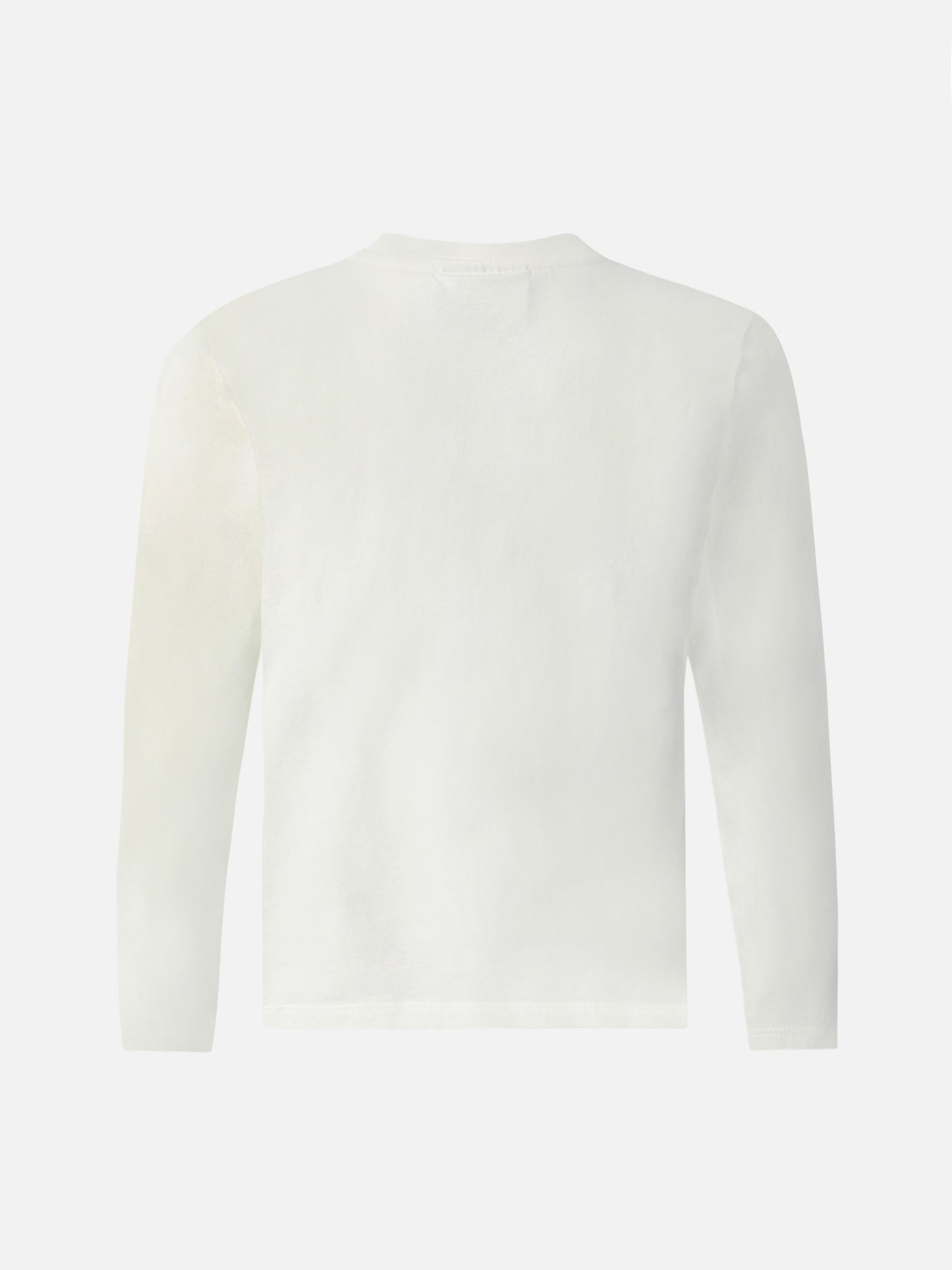 Penny long-sleeve cotton T-shirt in white with Saint Barth silver glitter print