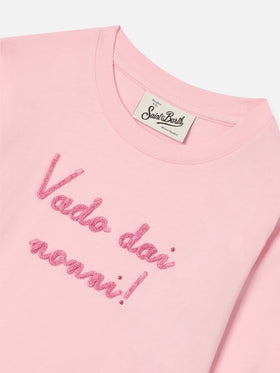Camiseta Pink Penny de algodón orgánico de manga larga con bordado Vado Dai Nonni 