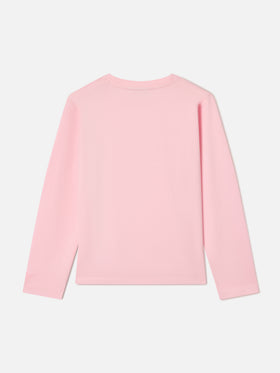 Camiseta Pink Penny de algodón orgánico de manga larga con bordado Vado Dai Nonni 