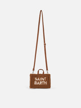 Borsa per telefono in tessuto teddy marrone con ricamo del logo Saint Barth