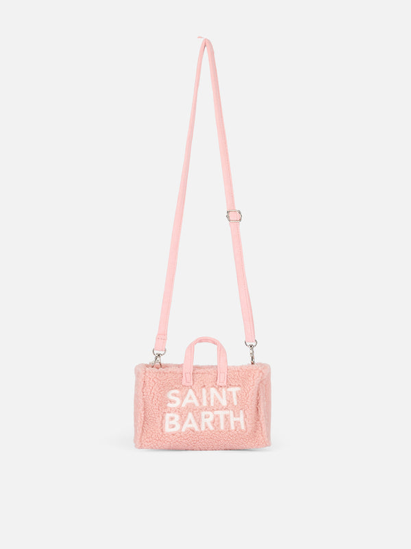 Borsa per telefono in tessuto teddy rosa con ricamo del logo Saint Barth