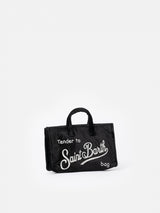 Black velvet Phone Bag with Saint Barth logo embroidery