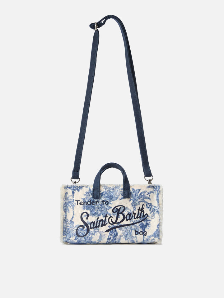 Canvas-Tasche Micro Phone mit Toile-de-Jouy-Print und kontrastierendem Logo 